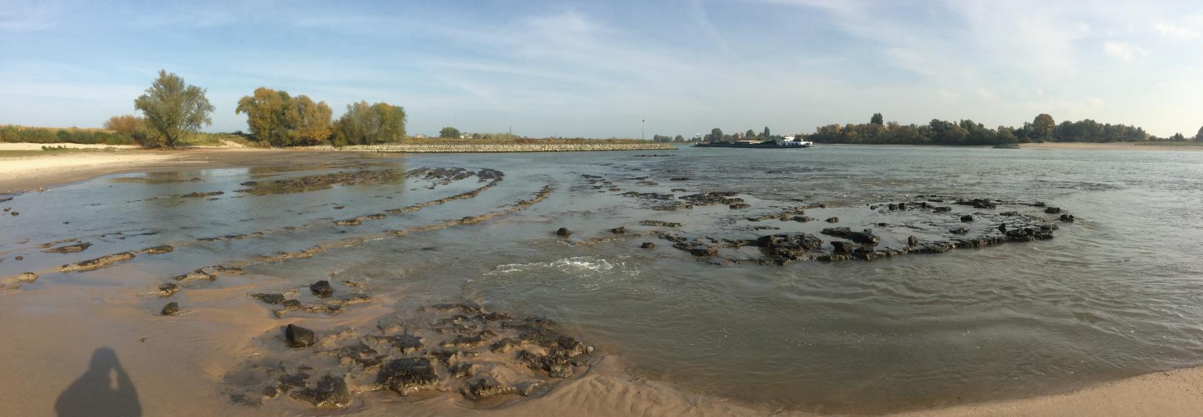 Lage waterstanden in de Waal bij Bemmel