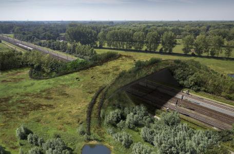 Toekomstimpressie spoorwegecoduct de Mortelen. Bron: ProRail.